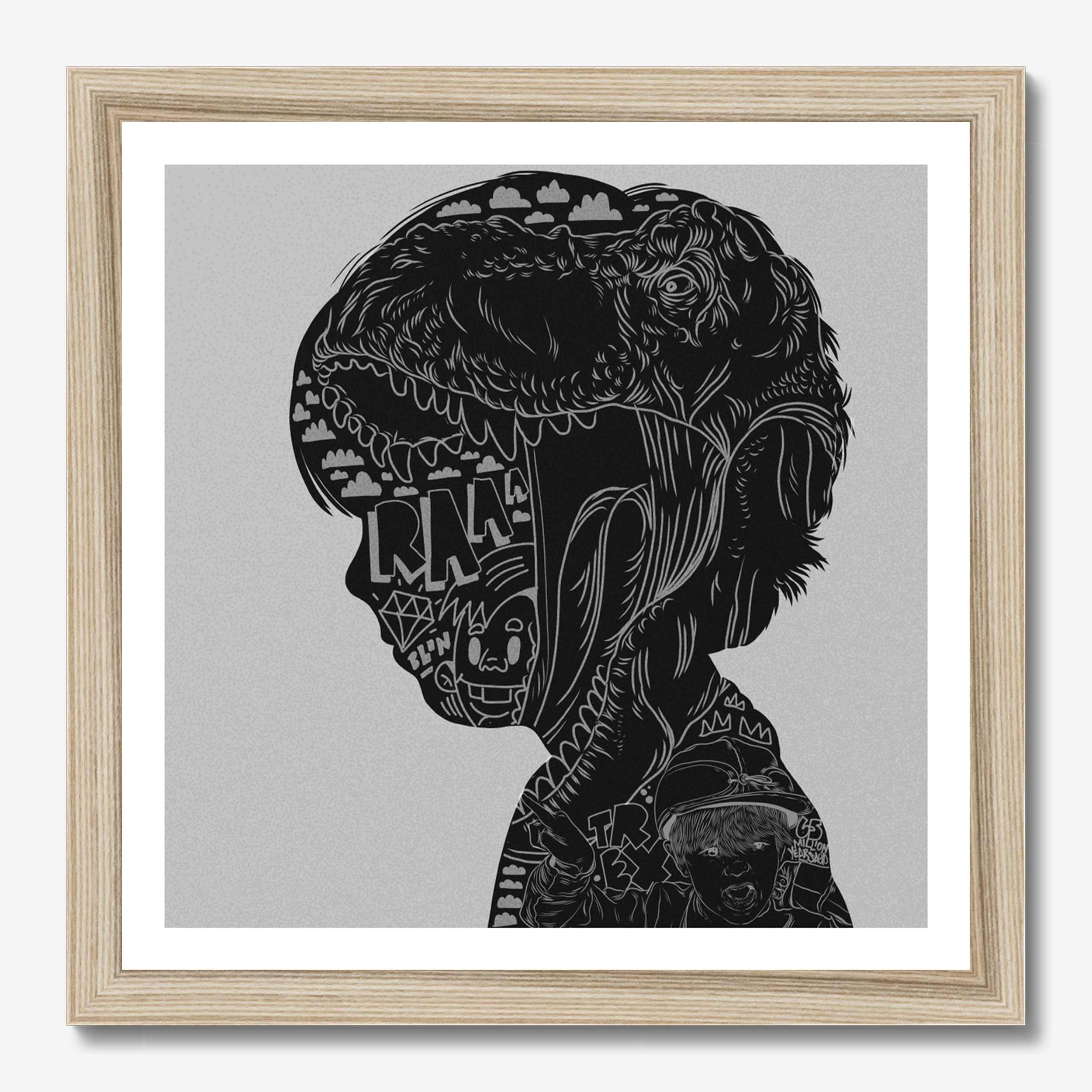 Square illustrative framed wall art titled 'Things Matter' by Sunday Morning. Premium Giclée print.