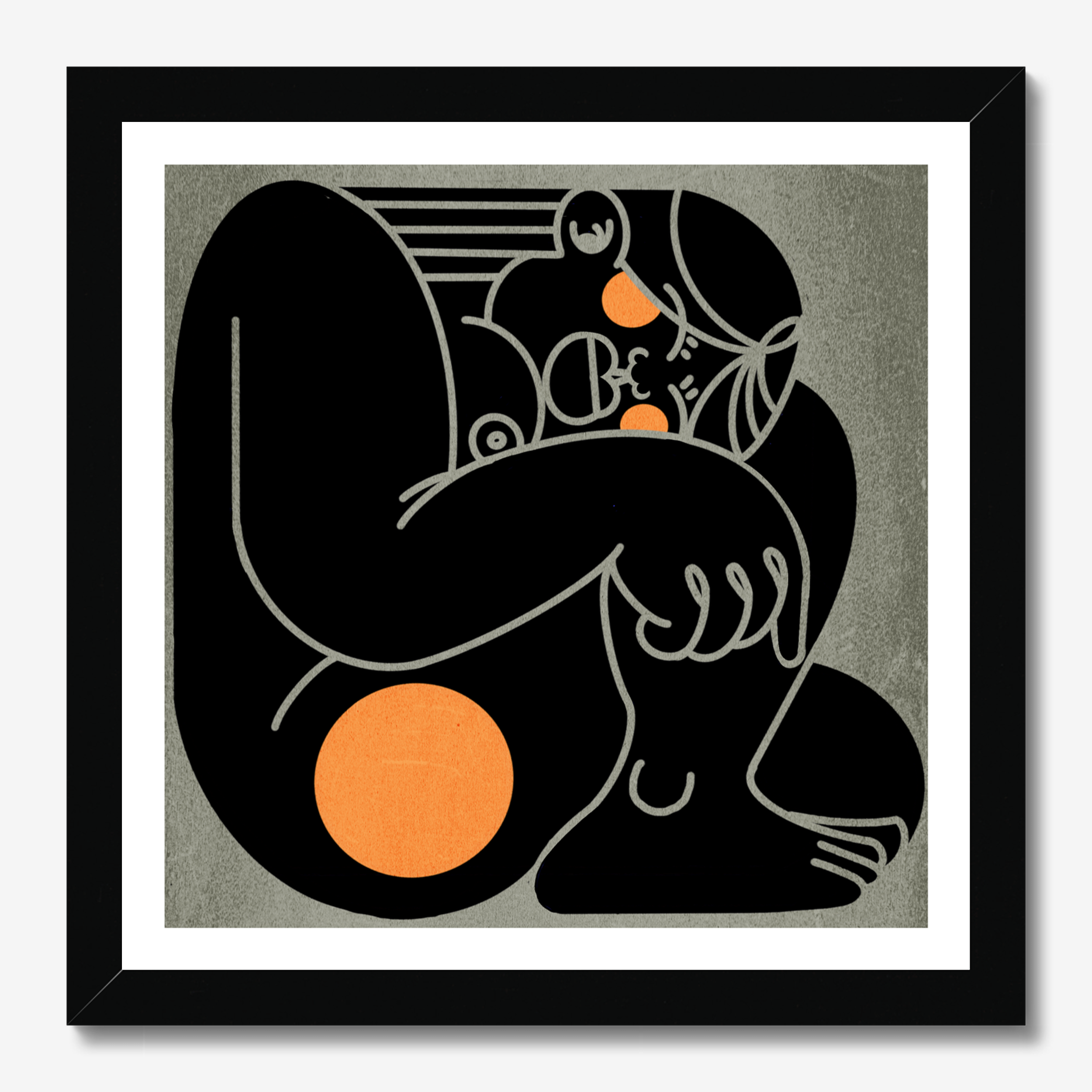 Square illustrative framed wall art titled 'Up Girl' by Sunday Morning. Premium Giclée print.