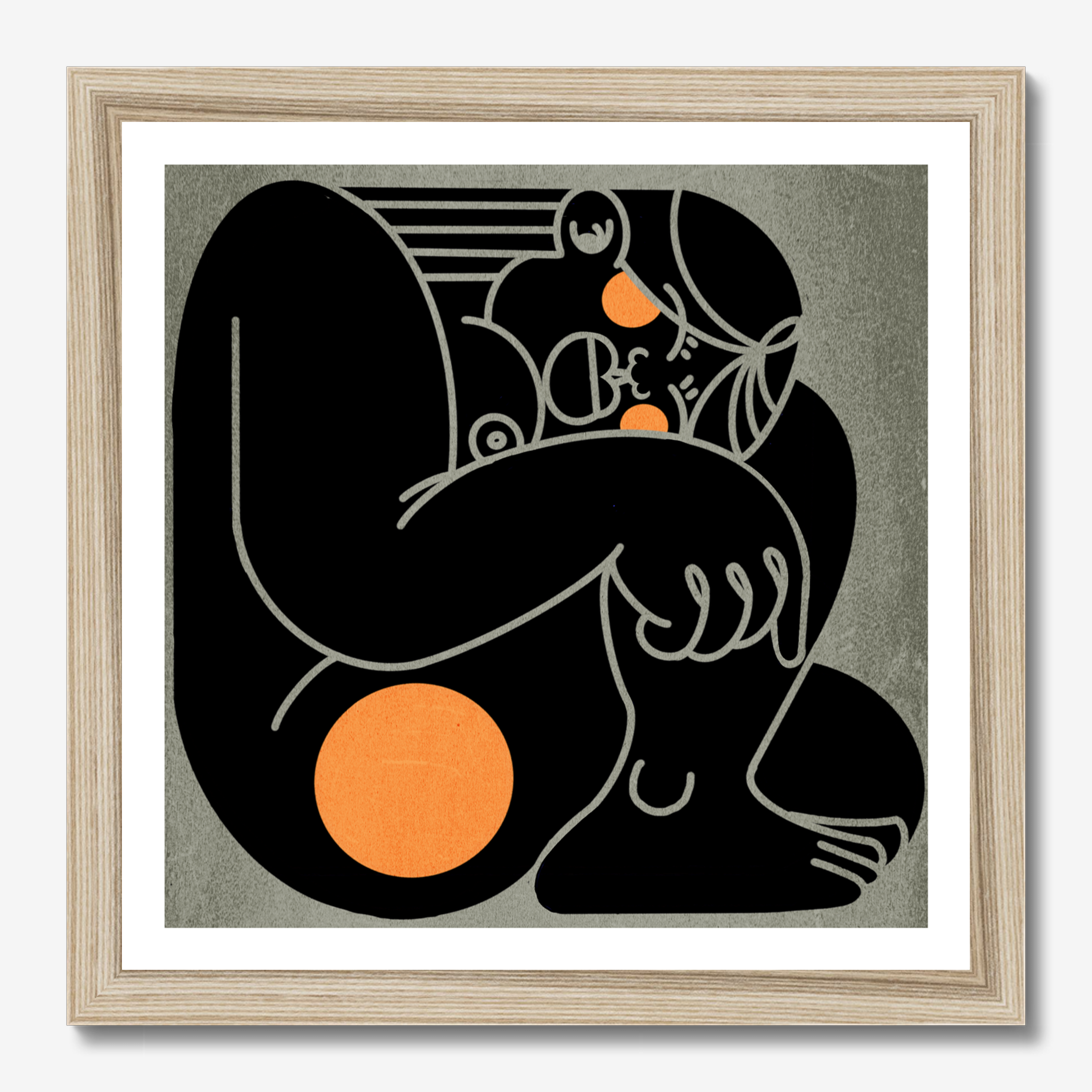 Square illustrative framed wall art titled 'Up Girl' by Sunday Morning. Premium Giclée print.