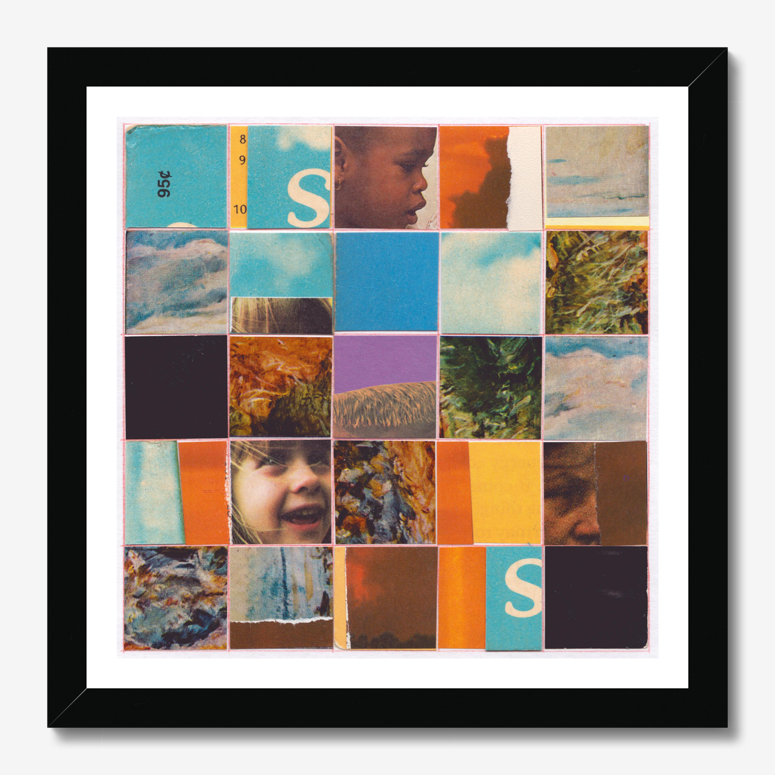 Square abstract framed wall art titled 'Where Do The Children Play' by Sunday Morning. Premium Giclée print.