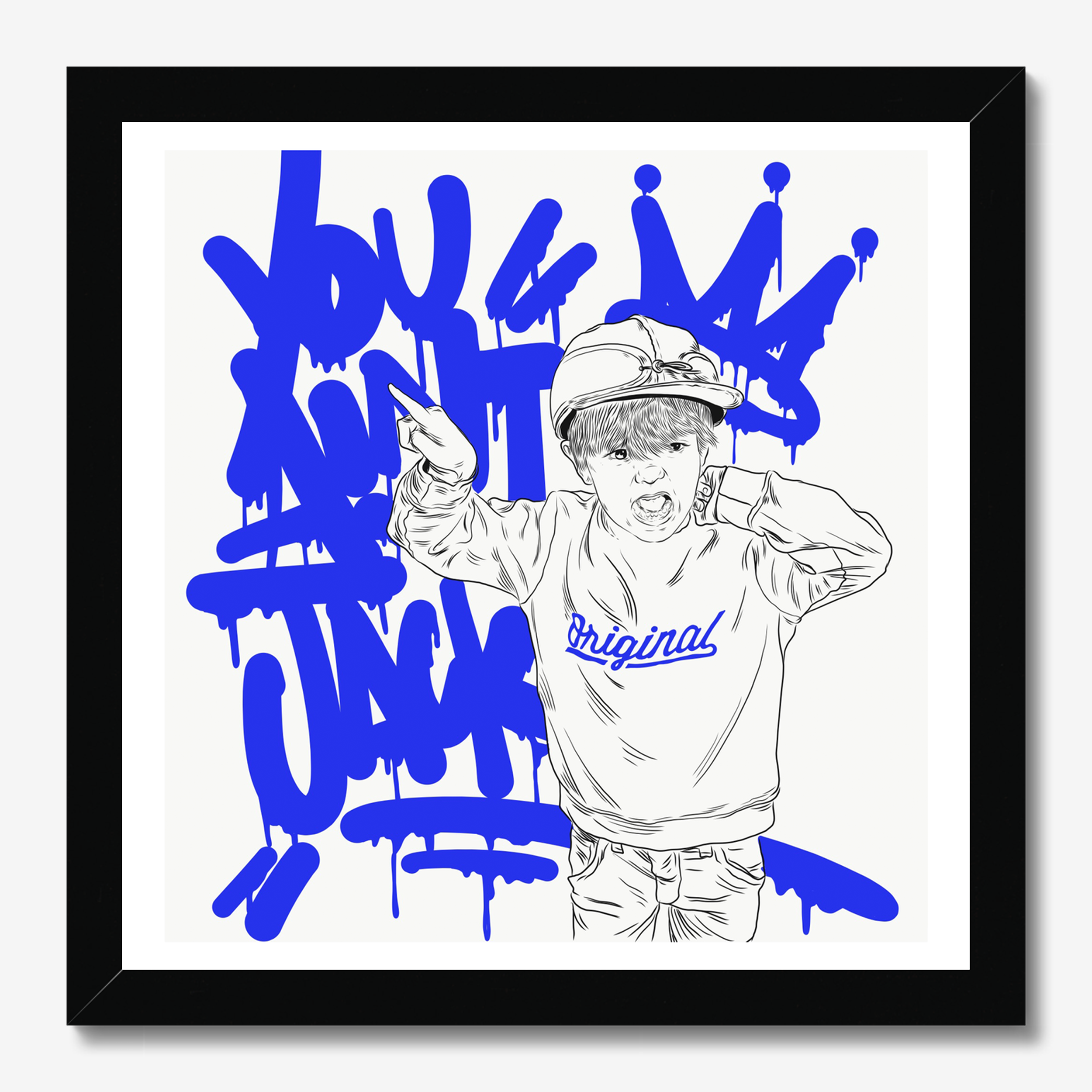 Square typography illustrative illustration titled You Ain't Jack by Sunday Morning - Museum quality framed art.
