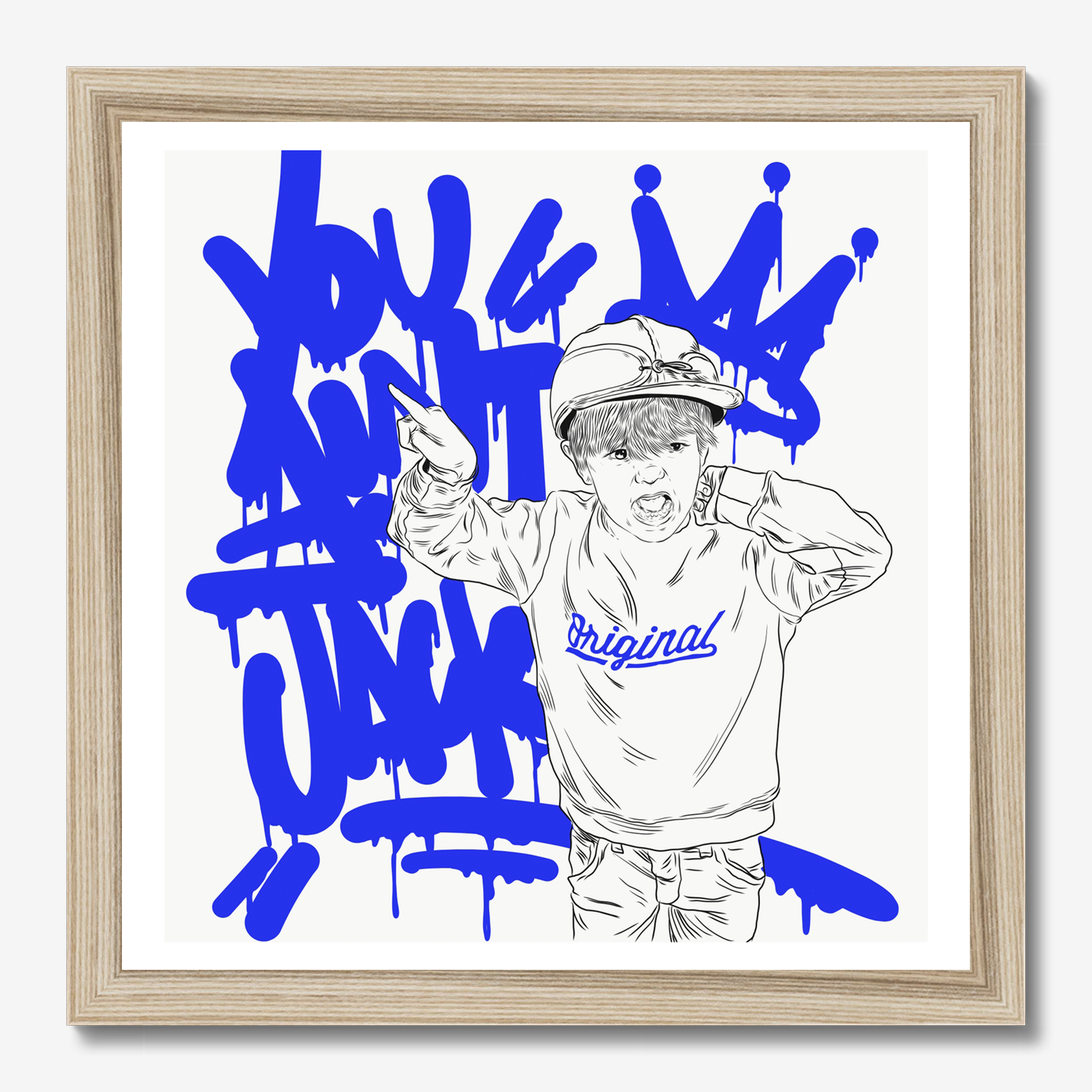 Square typography illustrative illustration titled You Ain't Jack by Sunday Morning - Museum quality framed art.