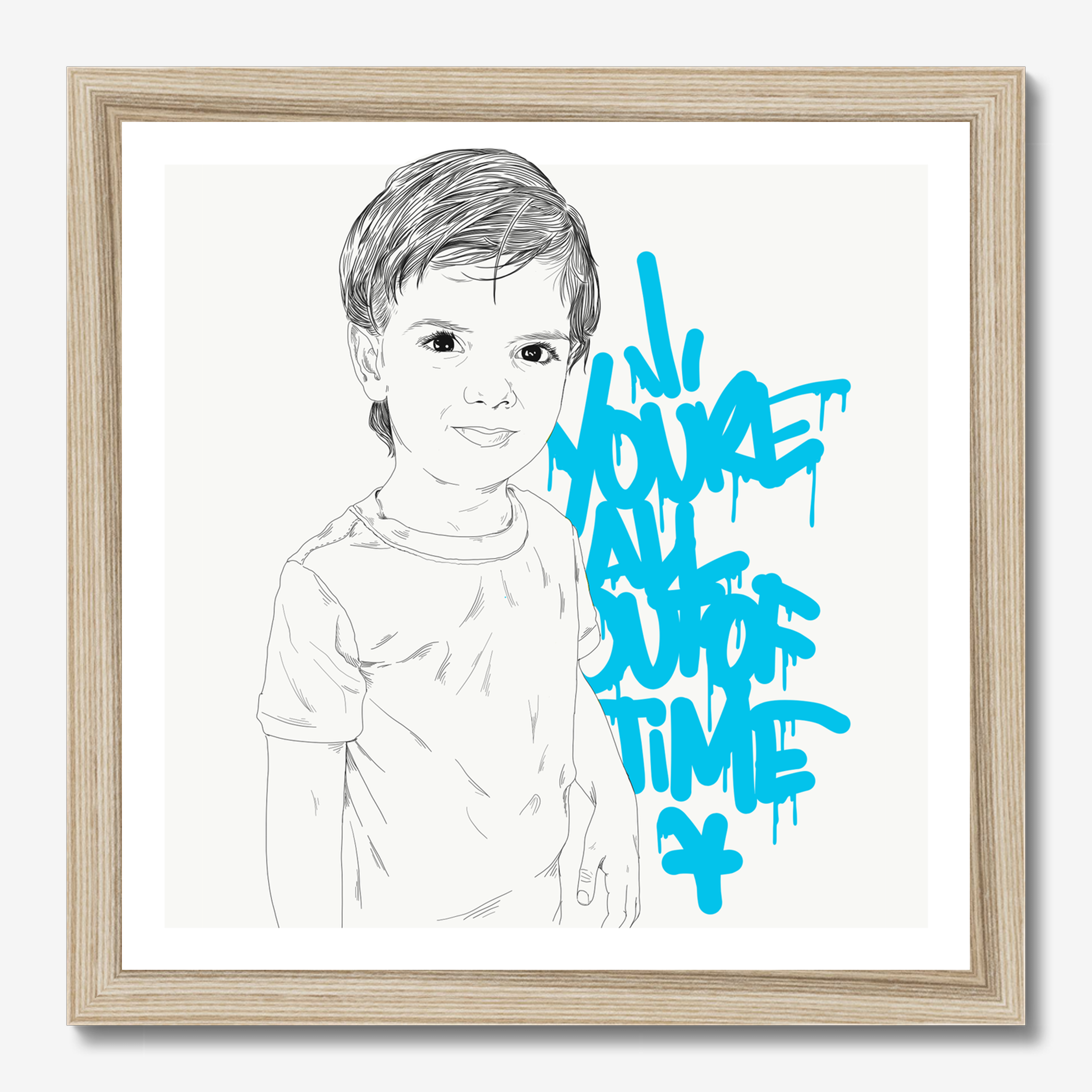 Square typography illustrative illustration titled You're All Out Of Time by Sunday Morning - Museum quality framed art.