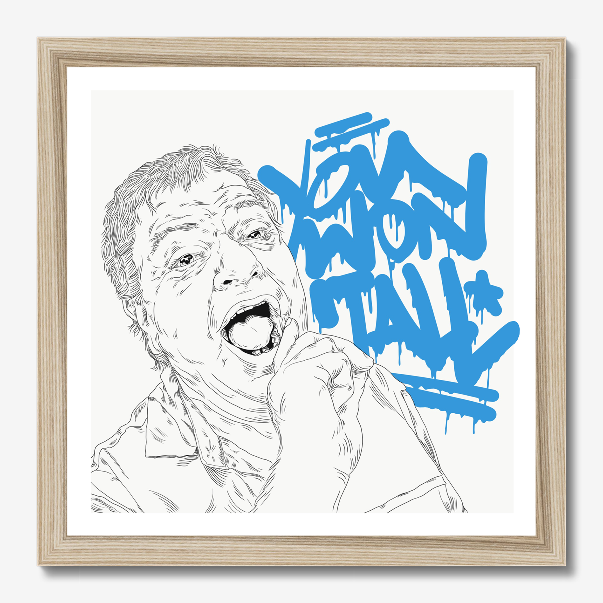 Square typography illustrative illustration titled You Won It All by Sunday Morning - Museum quality framed art.