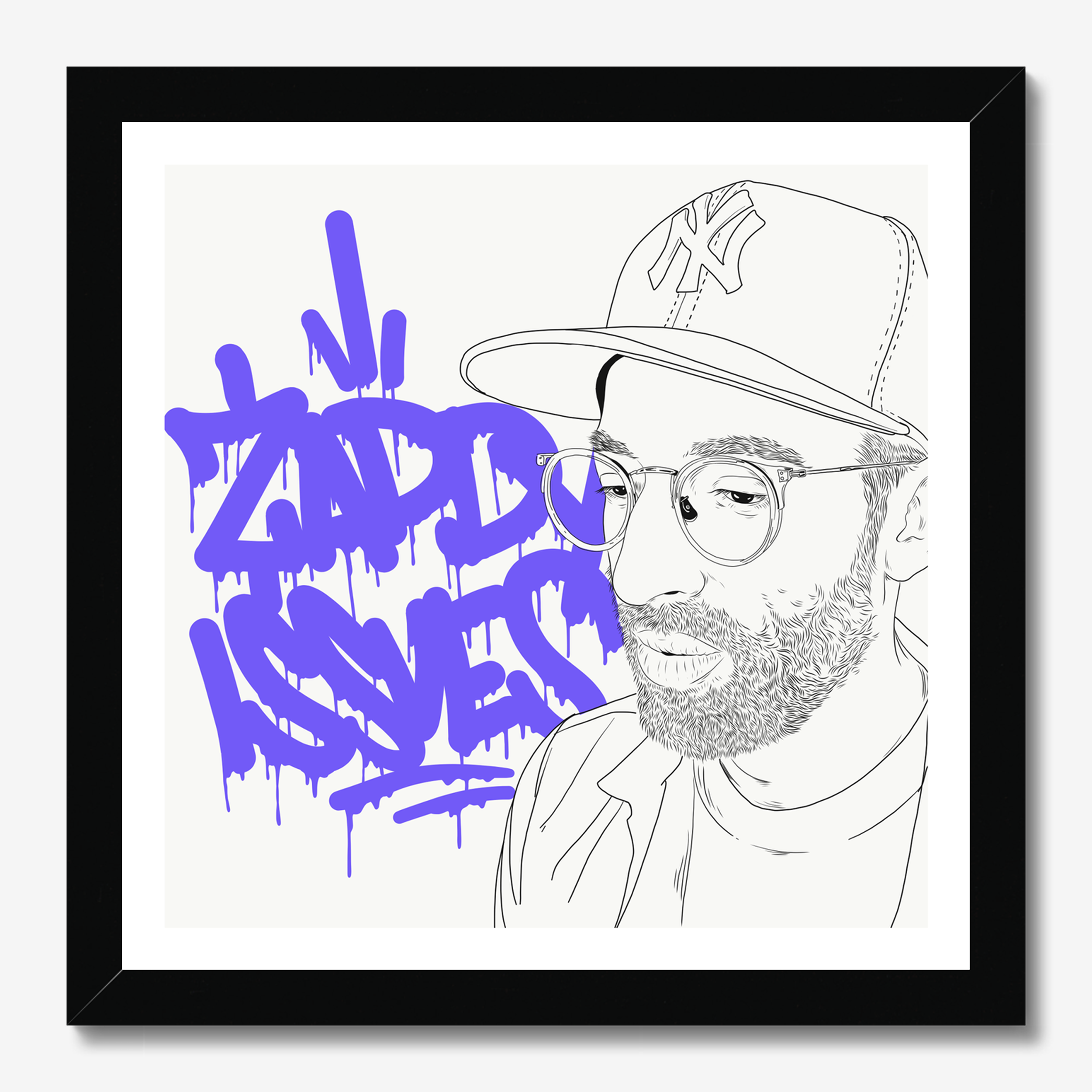 Square typography illustrative illustration titled Zaddy Issues by Sunday Morning - Museum quality framed art.