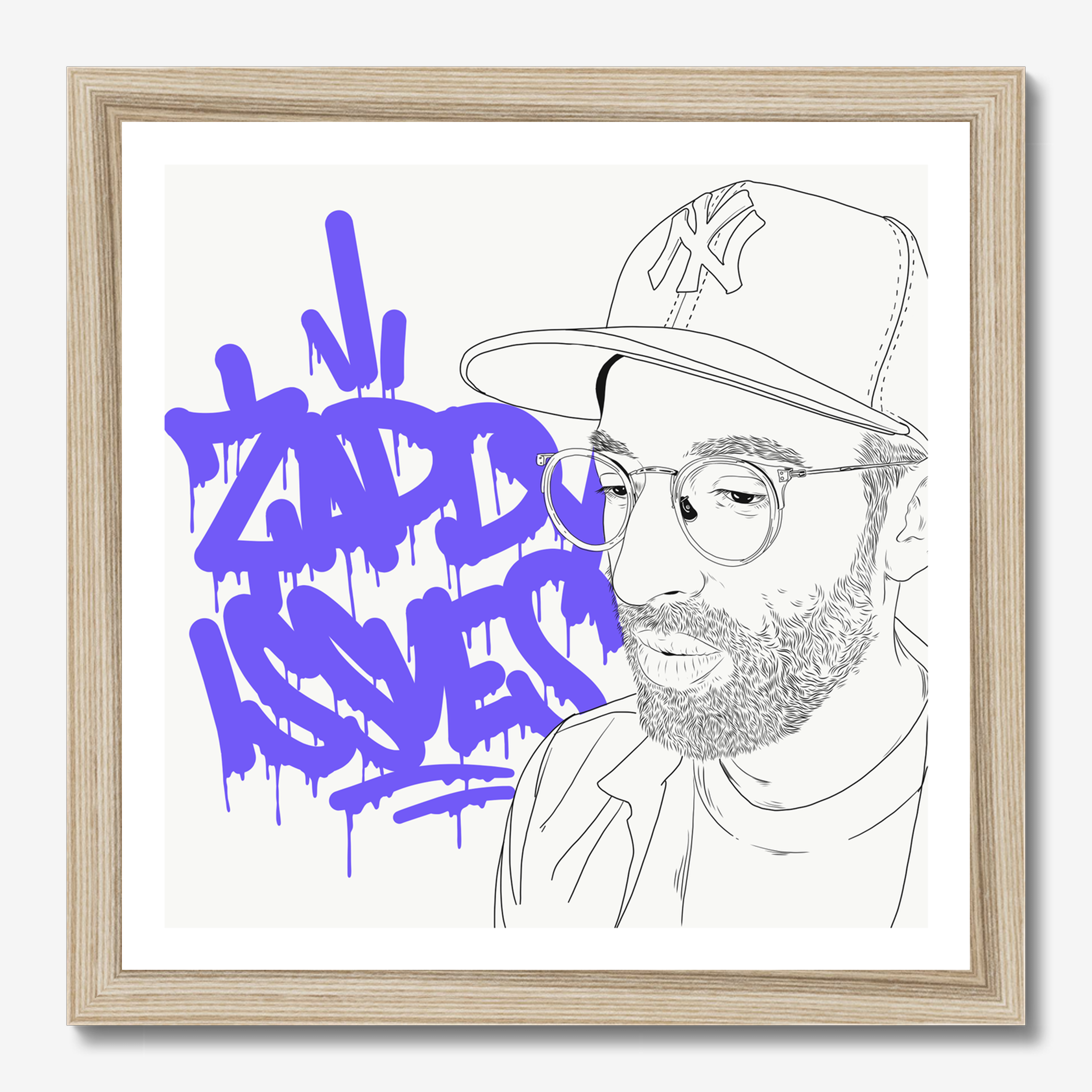 Square typography illustrative illustration titled Zaddy Issues by Sunday Morning - Museum quality framed art.